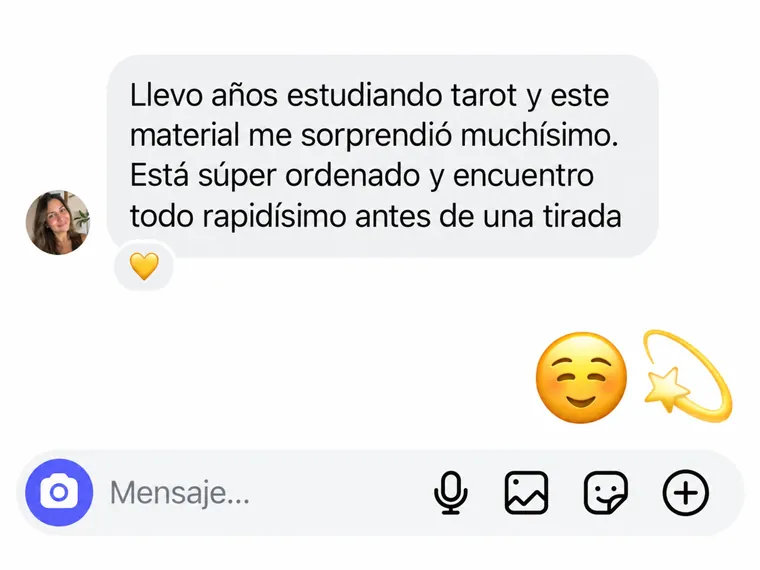 Mensagem: estudo tarot há anos e o material me surpreendeu, está super organizado